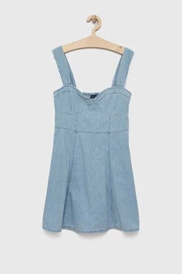 GAP sukienka jeansowa dziecięca kolor niebieski mini rozkloszowana Gap