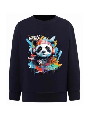 Granatowa bluza dla chłopca z nadrukiem - Panda TUP TUP