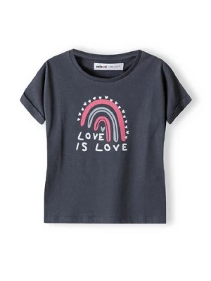 Granatowa koszulka bawełniana niemowlęca- Love is love Minoti