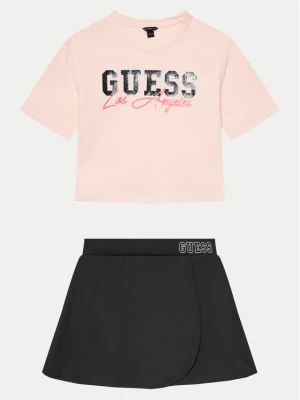 Guess Komplet t-shirt i spódniczka J4YG00 K6YW4 Różowy Regular Fit
