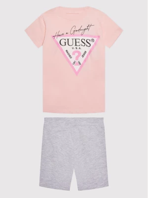 Guess Komplet t-shirt i szorty sportowe H1BJ10 K8HM0 Różowy Regular Fit