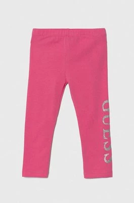 Guess legginsy dziecięce kolor różowy z nadrukiem