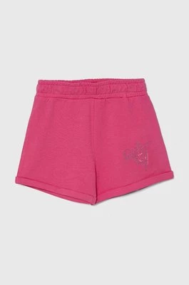 Guess szorty bawełniane dziecięce kolor różowy z aplikacją