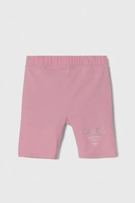 Guess szorty dziecięce kolor różowy z aplikacją
