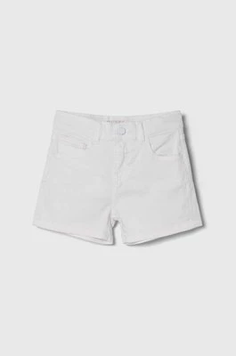 Guess szorty jeansowe dziecięce kolor biały gładkie regulowana talia