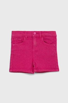Guess Szorty jeansowe dziecięce kolor różowy gładkie regulowana talia