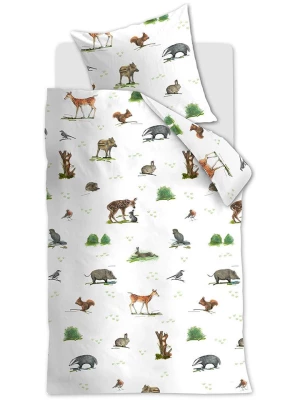 Hanneke de Jager Komplet pościeli renforcé "Forest Animals" w kolorze białym ze wzorem rozmiar: 100x135 cm