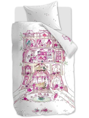 Hanneke de Jager Komplet pościeli renforcé "Mousehouse" w kolorze biało-jasnoróżowym rozmiar: 100x135 cm