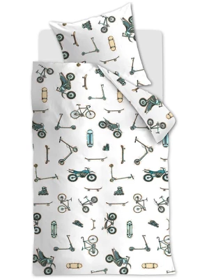 Hanneke de Jager Komplet pościeli renforcé "Wheelers" w kolorze białym rozmiar: 100x135 cm