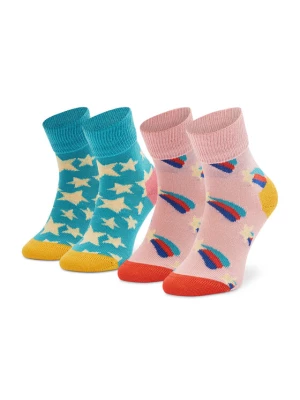 Happy Socks Zestaw 2 par wysokich skarpet dziecięcych KSST19-6000 Kolorowy