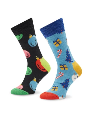 Happy Socks Zestaw 2 par wysokich skarpet dziecięcych XKHLD02-0200 Kolorowy