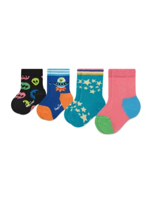 Happy Socks Zestaw 4 par wysokich skarpet dziecięcych XKSPC09-0200 Kolorowy
