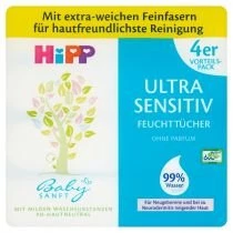 Hipp Babysanft Ultra-Sensitive Chusteczki nawilżane 99% wody, od 1. dnia życia 4 x 52 szt. HiPP