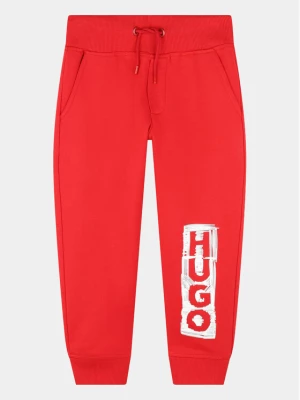 Hugo Spodnie dresowe G24150 S Czerwony Regular Fit