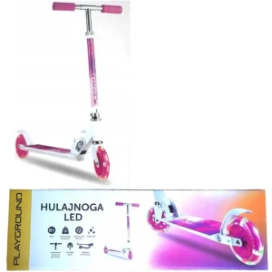 ﻿Hulajnoga LED biała różowa 6+ 50kg Playground