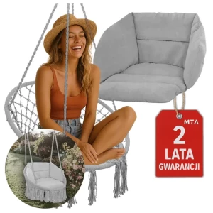 HUŚTAWKA BOCIANIE GNIAZDO Z PODUSZKĄ XXL ZESTAW OGRODOWY SZARY BOHO 120CM HUŚTAWKA BOCIANIE GNIAZDO Z PODUSZKĄ XXL ZESTAW OGRODOWY SZARY BOHO 120CM