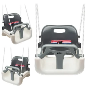 HUŚTAWKA DLA DZIECI OGRODOWA FOTEL WISZĄCY MOCNA 3w1 KUBEŁKOWA PASY SZARA