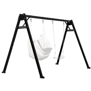 Huśtawka ogrodowa dla dzieci OCYNKOWANA dwustanowiskowa czarna POTENZA