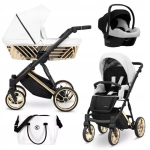 ﻿IVENTO GLAM PREMIUM Wózek Dziecięcy 3w1 Kunert 16 Biało ZŁOTY | z COSMO