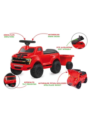 Jamara Jeździk "Shelby Ford F-150 Raptor" w kolorze czerwonym z przyczepką - 18 m+ rozmiar: onesize