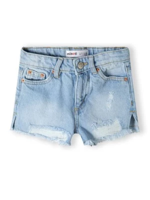 Jasnoniebieskie krótkie spodenki jeansowe dziewczęce z przetarciami Minoti