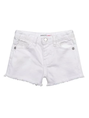 Jeansowe szorty z dekoracyjnym wykończeniem nogawek dziewczęce - białe Minoti