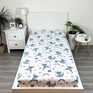 Jerry Fabrics Prześcieradło bawełniane Lilo and Stitch "Rainbow", 90 x 200 cm