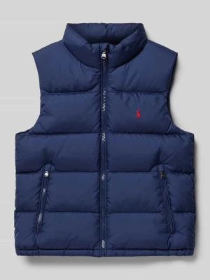 Kamizelka pikowana ze stójką i wyhaftowanym logo Polo Ralph Lauren Kids