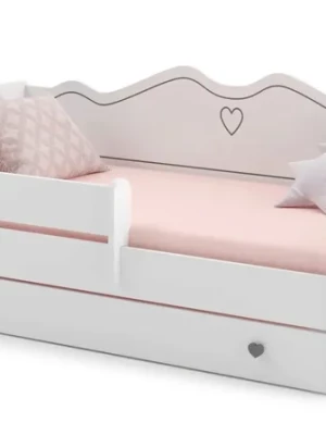 Kanapa Łóżko dziecięce 180x80 białe pojedyncze z barierką materacem EMMA-S Kanapa Łóżko dziecięce 180x80 białe pojedyncze z barierką materacem EMMA-S