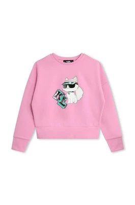 Karl Lagerfeld bluza dziecięca kolor różowy z nadrukiem