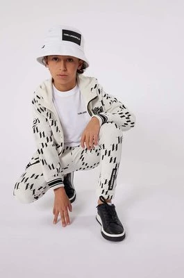 Karl Lagerfeld spodnie dresowe bawełniane dziecięce kolor beżowy wzorzyste