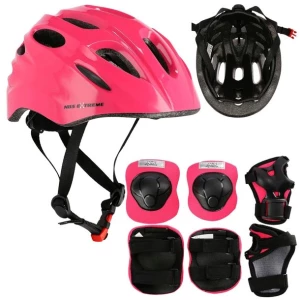 Kask Rowerowy Z Regulacją 48-52 cm + Ochraniacze Zestaw Dla Dziewczynki XS