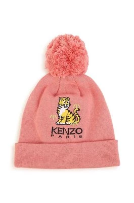 Kenzo Kids czapka z domieszką kaszmiru dziecięca kolor różowy Kenzo kids