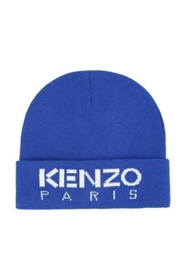 Kenzo Kids czapka z domieszką wełny dziecięca kolor granatowy z cienkiej dzianiny Kenzo kids