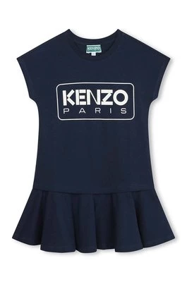 Kenzo Kids sukienka bawełniana dziecięca kolor niebieski mini rozkloszowana Kenzo kids