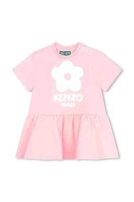Kenzo Kids sukienka bawełniana dziecięca kolor różowy mini rozkloszowana Kenzo kids