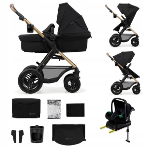 ﻿Kinderkraft Wózek 4w1 MOOV 2 AIR fotelik MINK PRO +baza isofix Czarny