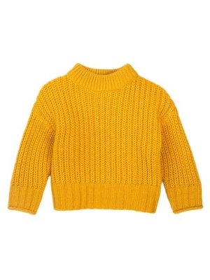 Klasyczny sweter z półgolfem dla dziewczynki - żółty Minoti