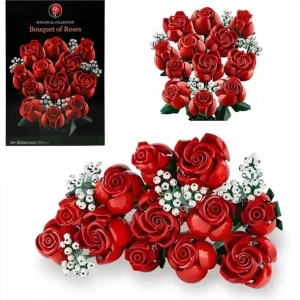 Klocki Czerwone róże Bukiet 822el Kwiaty Prezent Dzień Kobiet