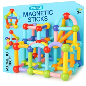 KLOCKI MAGNETYCZNE DUŻE Konstrukcyjne Dla Dzieci 64 el Magnetic STICKS