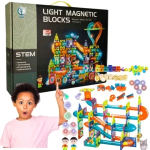 KLOCKI MAGNETYCZNE DUŻY ZESTAW XXL KULODROM ŚWIECĄCE 202EL. NA PREZENT