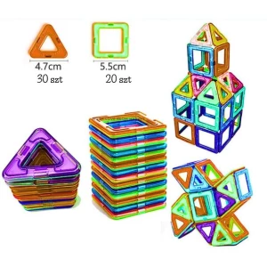 KLOCKI MAGNETYCZNE KONSTRUKCYJNE EDUKACYJNE 50.EL