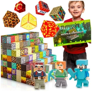 KLOCKI MAGNETYCZNE KONSTRUKCYJNE MIX KLOCKÓW LOSOWE 48 EL + 3 LUDZIKI