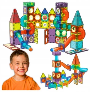 ﻿KLOCKI MAGNETYCZNE Konstrukcyjne ŚWIECĄCY TOR magnetyczny kulodrom 110el