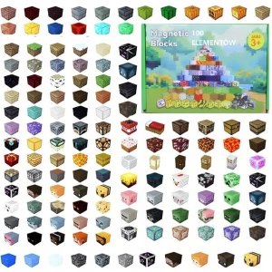 ﻿KLOCKI MAGNETYCZNE MINECRAFT KLOCKI SZEŚCIANY 100 KLOCKÓW + 1 FIGURKA MOCNE