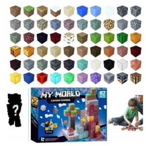 ﻿KLOCKI MAGNETYCZNE MINECRAFT KLOCKI SZEŚCIANY 87 KLOCKÓW W TYM 2 FIGURKI