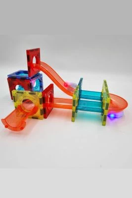 Klocki Magnetyczne Tor Kulkowy Świetlny WOOPIE
