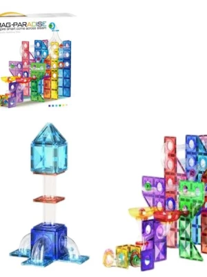 KLOCKI MAGNETYCZNE ZESTAW 155 EL.DLA DZIECI TOR DLA KULEK KULECZKOWY COIL