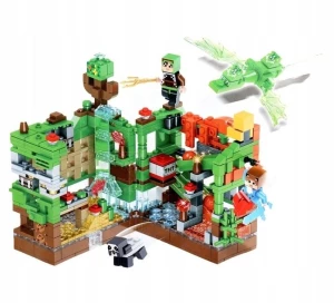 KLOCKI MINECRAFT BAZA LOCH ATAK SMOKA FORTECA WIOSKA Zestaw 501el 2xLED