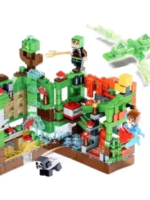 KLOCKI MINECRAFT BAZA LOCH ATAK SMOKA FORTECA WIOSKA Zestaw 501el 2xLED